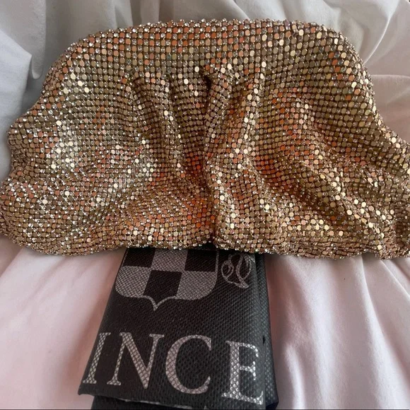 Vince Camuto Nisha Clutch Gold Crystal Glitz - Picture 7 of 7